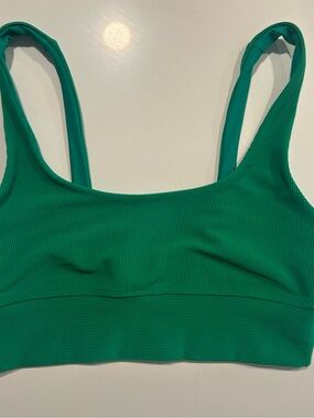 Green Ribbed Beach Riot Sports Bra Size L NWOT